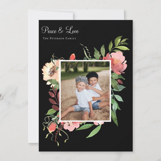 Cartes Pour Fêtes Annuelles Elégante aquarelle Botanique Florale Photo (Devant)