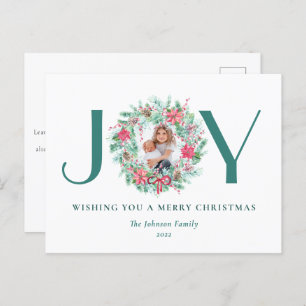 Cartes Pour Fêtes Annuelles Elégante aquarelle budget JOIE & Photo Noël