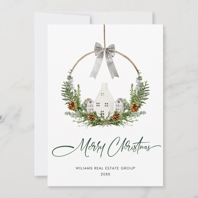 Cartes Pour Fêtes Annuelles Elégante aquarelle Composition de Noël Entreprise (Devant)