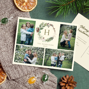 Cartes Pour Fêtes Annuelles Elégante aquarelle couronne de Noël 4 photo