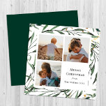 Cartes Pour Fêtes Annuelles Elégante aquarelle de feuillage vert or Confetti<br><div class="desc">Elégante Carte de vacances minimaliste Florale Vert Foliage Or Confetti Aquarelle Florale. Envoyez des voeux et des salutations à vos proches avec cette carte de vacances minimaliste et moderne. Un beau cadre de feuilles d'aquarelle peints en vert doux, entouré de flocons de confettis dorés devant. Le milieu dispose de trois...</div>