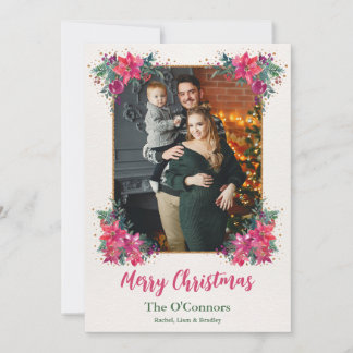 Cartes Pour Fêtes Annuelles Elégante aquarelle florale Boho Photo de Noël