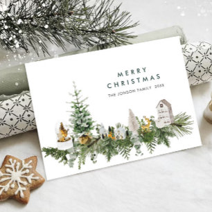 Cartes Pour Fêtes Annuelles Elégante aquarelle Joyeuse composition de Noël