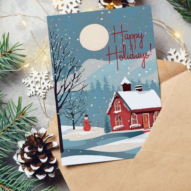 Cartes Pour Fêtes Annuelles Elégante aquarelle neige chute festive joie Noël (Créateur téléchargé)