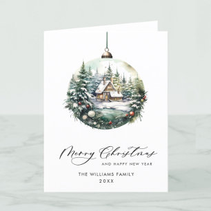 Cartes Pour Fêtes Annuelles Elégante aquarelle Noël Ornament Salutation