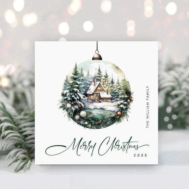 Cartes Pour Fêtes Annuelles Elégante aquarelle Noël Ornament Salutation (Créateur téléchargé)