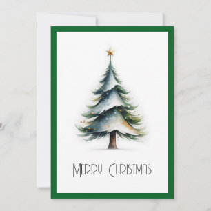 Cartes Pour Fêtes Annuelles Elégante aquarelle non photo Arbre de Noël