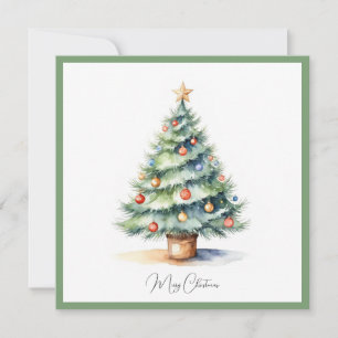 Cartes Pour Fêtes Annuelles Elégante aquarelle non photo Arbre de Noël