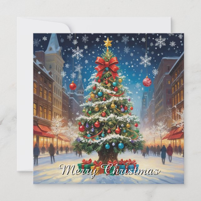 Cartes Pour Fêtes Annuelles Elégante aquarelle non photo Joyeux sapin de Noël (Devant)