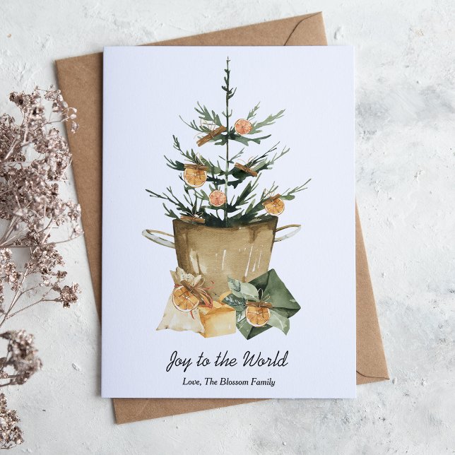 Cartes Pour Fêtes Annuelles Elégante aquarelle Orange Slices cannelle plat (Créateur téléchargé)