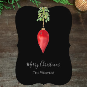 Cartes Pour Fêtes Annuelles Elégante aquarelle originale Rouge verdure Noël