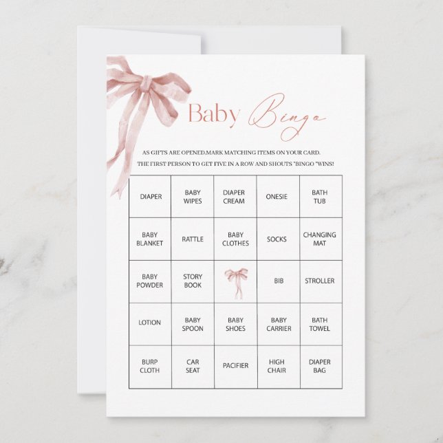 Cartes Pour Fêtes Annuelles Elégante aquarelle rose ruban Bow Girl Showe bébé (Devant)