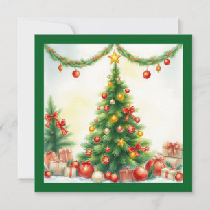 Cartes Pour Fêtes Annuelles Elégante aquarelle rustique Joyeux sapin de Noël