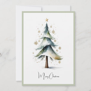 Cartes Pour Fêtes Annuelles Elégante aquarelle rustique sapin de Noël