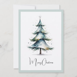 Cartes Pour Fêtes Annuelles Elégante aquarelle rustique sapin de Noël