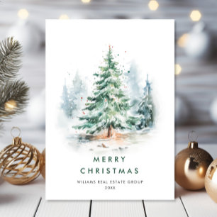 Cartes Pour Fêtes Annuelles Elégante aquarelle sapin de Noël Entreprise