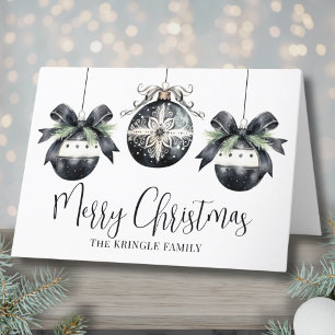 Cartes Pour Fêtes Annuelles Elégante aquarelle Simple Noir Blanc Noël