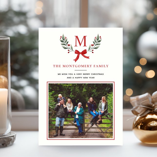 Cartes Pour Fêtes Annuelles Elégante Aquarelle verte et blanche Végétation ver (Créateur téléchargé)