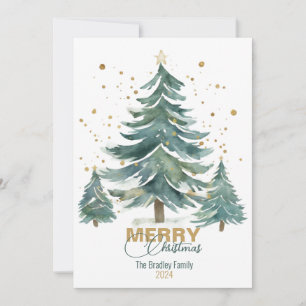 Cartes Pour Fêtes Annuelles Elégante aquarelle Whimsical Christmas Tree Card