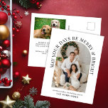 Cartes Pour Fêtes Annuelles Elégante Arc Photo Joyeux Noël brillant<br><div class="desc">Carte postale moderne de Noël avec votre photo dans une arche entourée de "Puisse tes Jours être Joyeux & Lumineux" en typographie élégante et votre nom en typographie simple. Au contraire,  ajoutez une photo supplémentaire et personnalisez votre salutation de vacances.</div>
