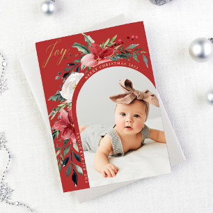 Cartes Pour Fêtes Annuelles Elégante Arche et photo florales