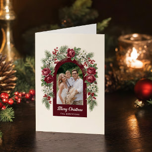 Cartes Pour Fêtes Annuelles Élégante arche florale de Noël vintage pour photo