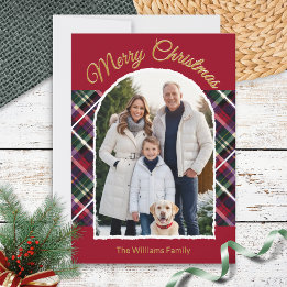 Cartes Pour Fêtes Annuelles Elégante Arche Tartan Plaid Photo Joyeux Noël