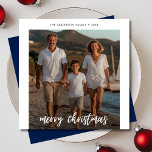 Cartes Pour Fêtes Annuelles Elégante Blue Beach Marine Nautique Photo de Noël<br><div class="desc">Cette carte apporte la beauté de l'océan à vos voeux de Noël! Le design de la plage bleue a une atmosphère calme et nautique, avec des voiliers et une touche d'amusement tropical. Il présente un script simple et élégant, parfait pour les familles qui aiment la mer. C'est un moyen économique...</div>