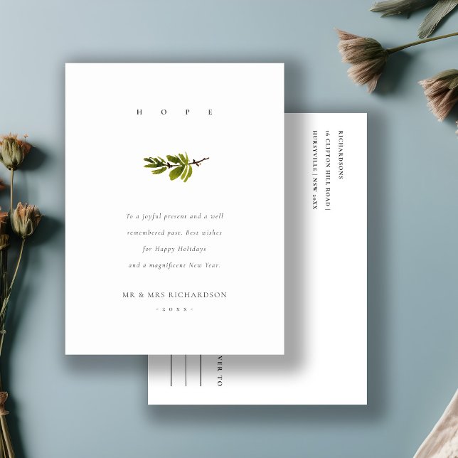 Cartes Pour Fêtes Annuelles Élégante Branche minimale de pin Noël Espoir (Créateur téléchargé)