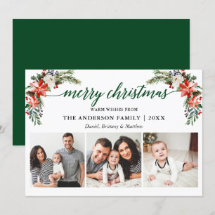 Cartes Pour Fêtes Annuelles Élégante calligraphie Aquarelle hiver Floral Vert