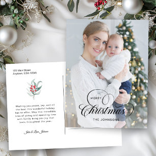 Cartes Pour Fêtes Annuelles Élégante calligraphie de Noël Joyeux 1-Photo