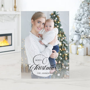 Cartes Pour Fêtes Annuelles Élégante calligraphie de Noël Joyeux 1-Photo