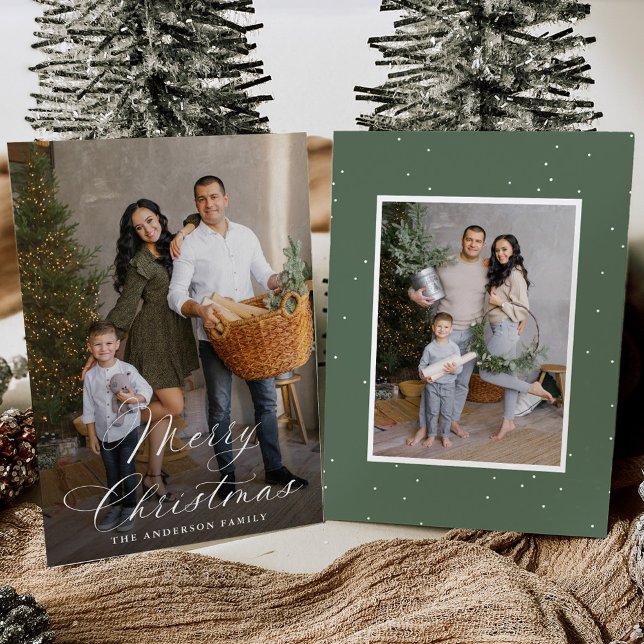 Cartes Pour Fêtes Annuelles Élégante Calligraphie de Noël Joyeux Sage 2 Photo (Créateur téléchargé)