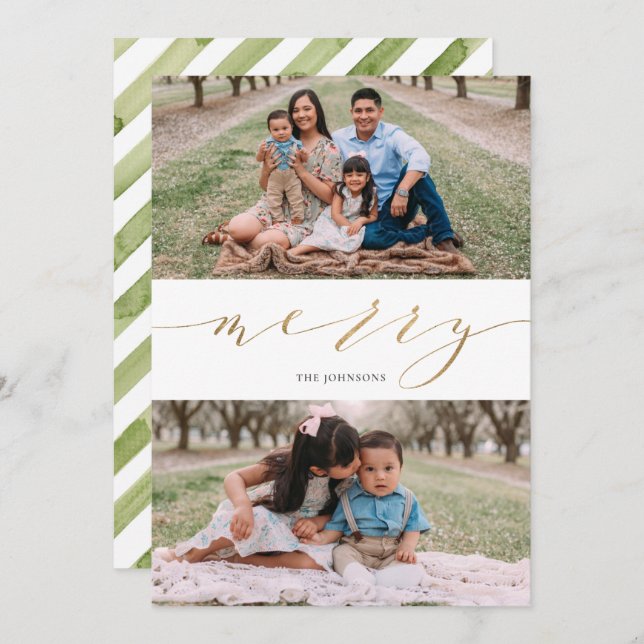 Cartes Pour Fêtes Annuelles Élégante calligraphie de script or rustique (Devant / Derrière)