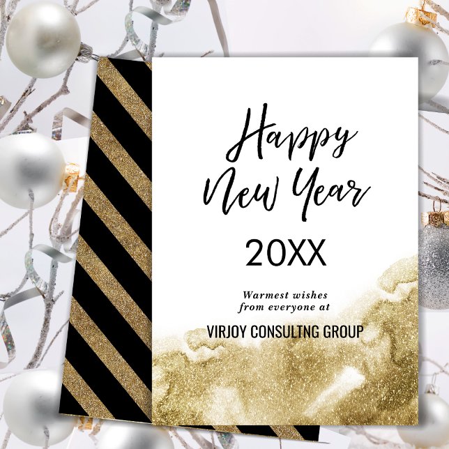 Cartes Pour Fêtes Annuelles Élégante Calligraphie Festive Gold Parties scintil (Créateur téléchargé)