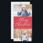 Cartes Pour Fêtes Annuelles Élégante calligraphie Script Joyeux Noël 2 Photo<br><div class="desc">Cette carte photo de Noël élégante et moderne comprend un élégant script de calligraphie moderne avec deux de vos photos. L'envers a un motif de neige en chute sur le rouge. Ne manquez pas de visiter la boutique pour voir des cartes de fin de année plus élégants et plus chics...</div>