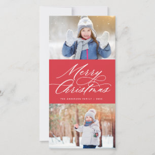 Cartes Pour Fêtes Annuelles Élégante calligraphie Script Joyeux Noël 2 Photo