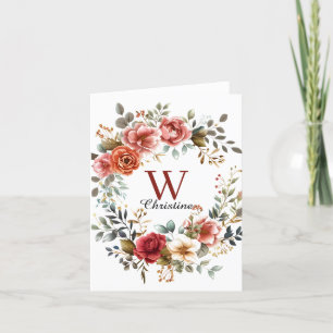 Cartes Pour Fêtes Annuelles Elégante chemise florale d'aquarelle avec Roses bo