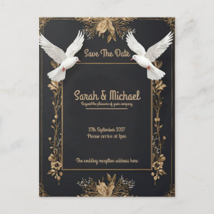 Cartes Pour Fêtes Annuelles Elégante colombe blanche et cadre floral