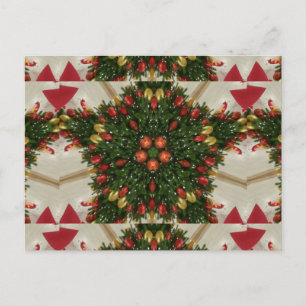 Cartes Pour Fêtes Annuelles Élégante couronne de Noël Rouge Vert Kaleidoscopiq