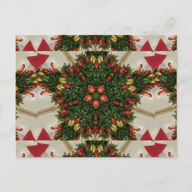 Cartes Pour Fêtes Annuelles Élégante couronne de Noël Rouge Vert Kaleidoscopiq (Devant)