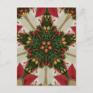 Cartes Pour Fêtes Annuelles Élégante couronne de Noël Rouge Vert Kaleidoscopiq