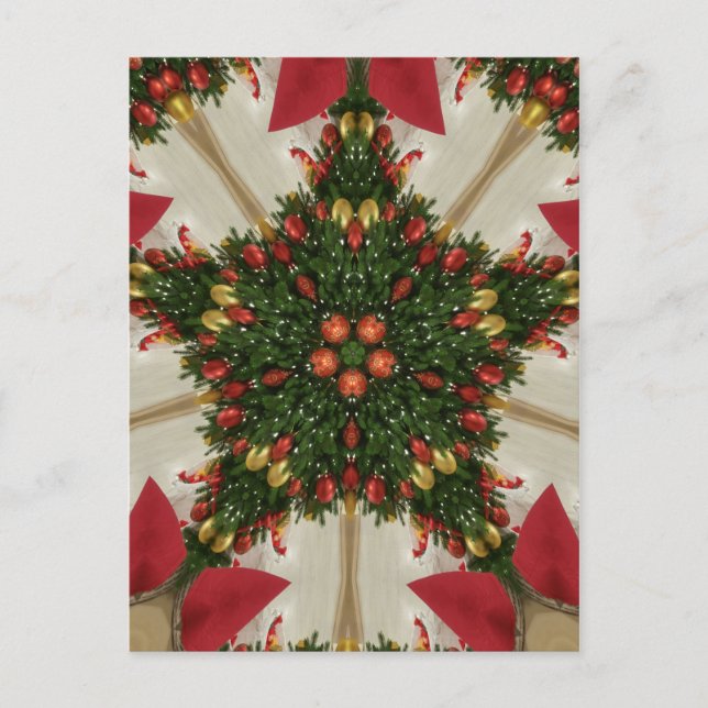 Cartes Pour Fêtes Annuelles Élégante couronne de Noël Rouge Vert Kaleidoscopiq (Devant)