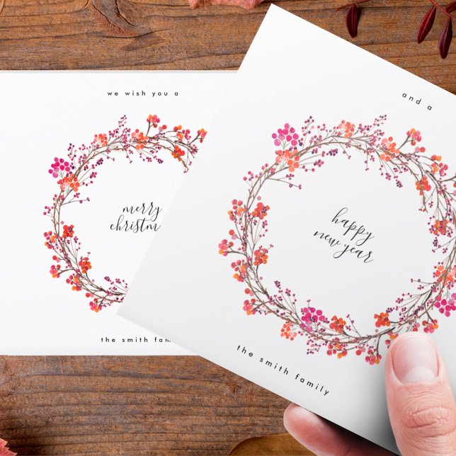 Cartes Pour Fêtes Annuelles Élégante couronne Joyeux Noël et Bonne Année (Créateur téléchargé)