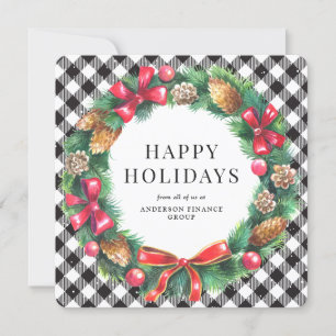 Cartes Pour Fêtes Annuelles Élégante couronne noir blanc Entreprise