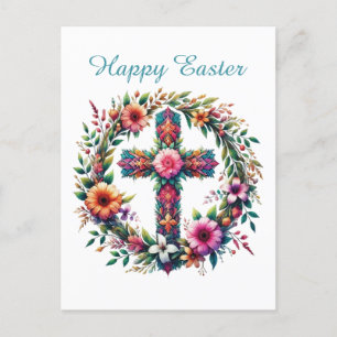 Cartes Pour Fêtes Annuelles Elégante croix de Pâques fleurs religieuses