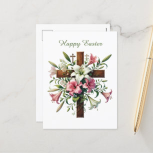 Cartes Pour Fêtes Annuelles Elégante Croix de Pâques heureuse