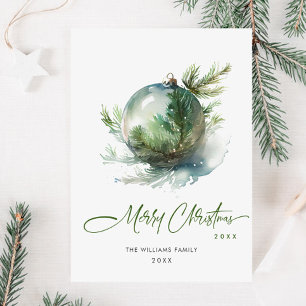 Cartes Pour Fêtes Annuelles Élégante décoration de Noël vert sauge pour saluta