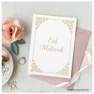 Cartes Pour Fêtes Annuelles Elegante écriture baroque en or blanc Eid Mubarak