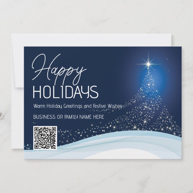 Cartes Pour Fêtes Annuelles Élégante étoile de Noël bleue et blanche pour entr (Devant)